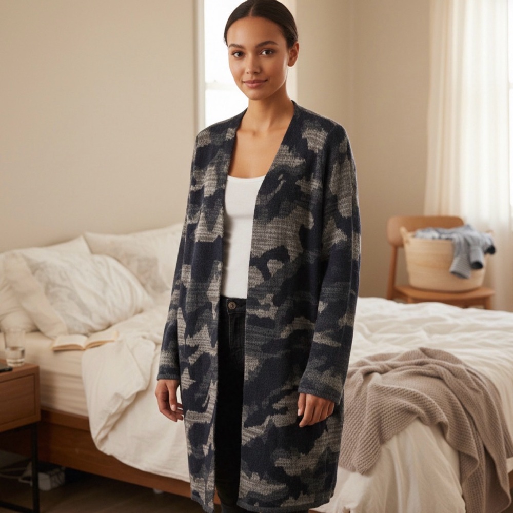 Apt. 9 Black Olive and Gray Knit Cardigan Sweater